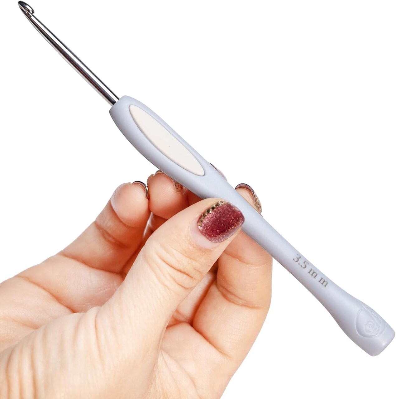 3.5mm Crochet Hook, Ergonomic Stainless Steel Small Inline Pointy Crochet Hook for Arthritic Hands